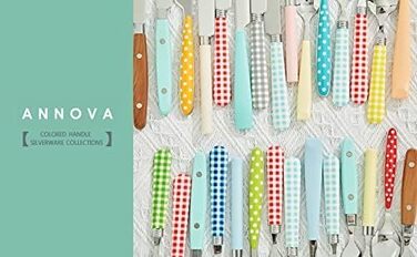 Набір столових приборів ANNOVA Retro Rivet (20 предметів) з нержавіючої сталі - ножі, виделки, ложки, салатні прилади, десертні ложки (Червоний)