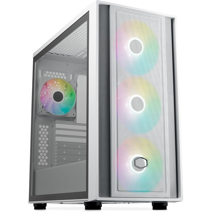 Корпус Cooler Master MasterBox 600 E-ATX білий, з прозорою скляною стінкою, підтримка радіатора 420 мм, ARGB-PWM вентилятори, USB 3.2 Gen2x2 Type-C