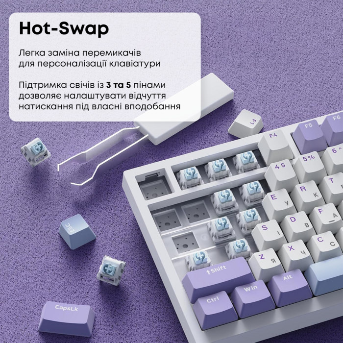 Дротова механічна клавіатура Ajazz AK820 Sea Salt Switch White (AK820-SS-PWB)