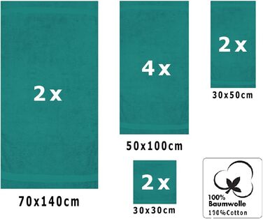Betz PREMIUM CLASSIC набір рушників з махри 10 шт. – 2 лежачих, 4 для рук, 2 гостьових, 2 для мила, смарагдово-зелені