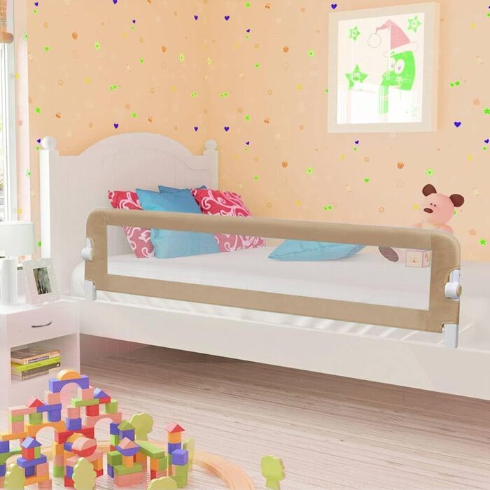 Бортик для ліжка VidaXL 150x42 см, бежевий (Taupe) - захист для дитячого ліжечка та ліжка для малюків з поліестеру