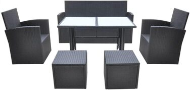 Комплект садових меблів Garten-Lounge 6-TLG з подушками, полиротанг, чорний