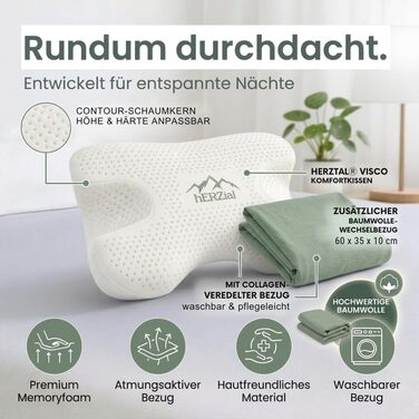 Ортопедична подушка для шиї Contour Sleep з ефектом пам'яті (Memory Foam) — ергономічна підтримка шийного відділу хребта для сну на боці та спині, Oeko-TEX