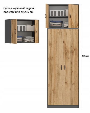 Настінна надбудова SaraMeble, антрацит, ламінована плита, 1 полиця, 74x55 см