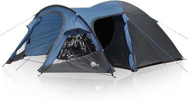 Намет yourGEAR Posada для 4 осіб, купольний, з вікном, тамбуром 2,8 м², вентиляцією, москітною сіткою, водонепроникний 3000 мм, синій/сірий, для туризму