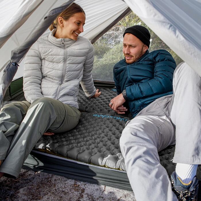 Термокилимок Naturehike 3,5R для кемпінгу, ультралегкий, самонадувний, 4 сезони (-6°C), з надувною сумкою, висока ізоляція, підвищений R-показник, для зимових походів