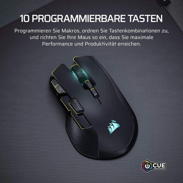 Бездротова ігрова миша Corsair IRONCLAW Wireless SE (2026) чорна: 26,000 DPI, ергономічний дизайн для великих долонь, 10 програмованих кнопок, для MOBA, FPS, MMO