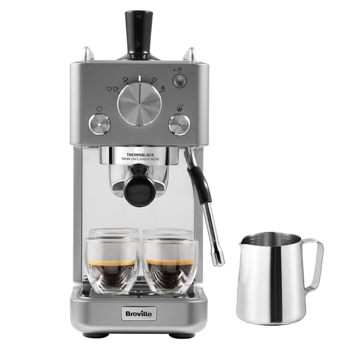 Кавомашина Breville Barista Slim VCF185X с молоковідбійником, 15 бар, срібляста - для капучино та лате