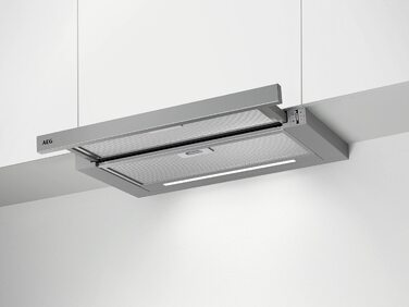 Витяжка для кухні AEG DPE5660B плоска, чорна, відведення або рециркуляція, продуктивність 600 м³/год, LED-підсвітка, клас енергоефективності A