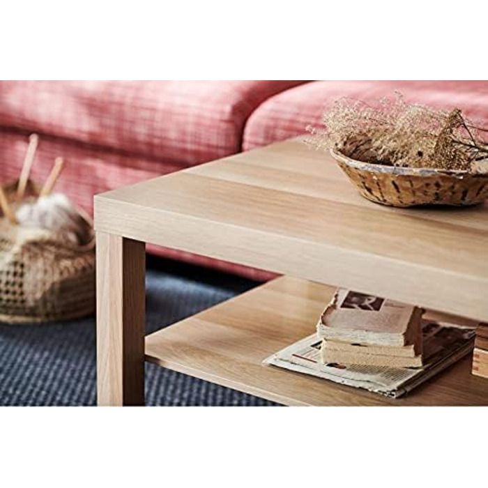 Журнальний стіл IKEA Lack 90x55 см, білий з ефектом дуба