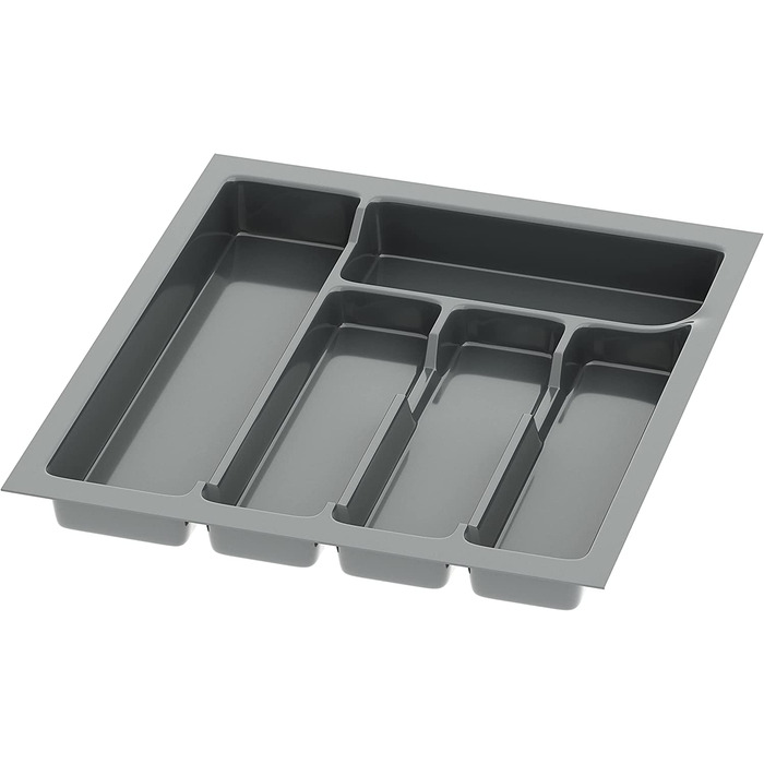 Лоток для столових приборів Sossai Divio 38x43 см, антрацит, 5 відділень, органайзер для шухляд, можна обрізати