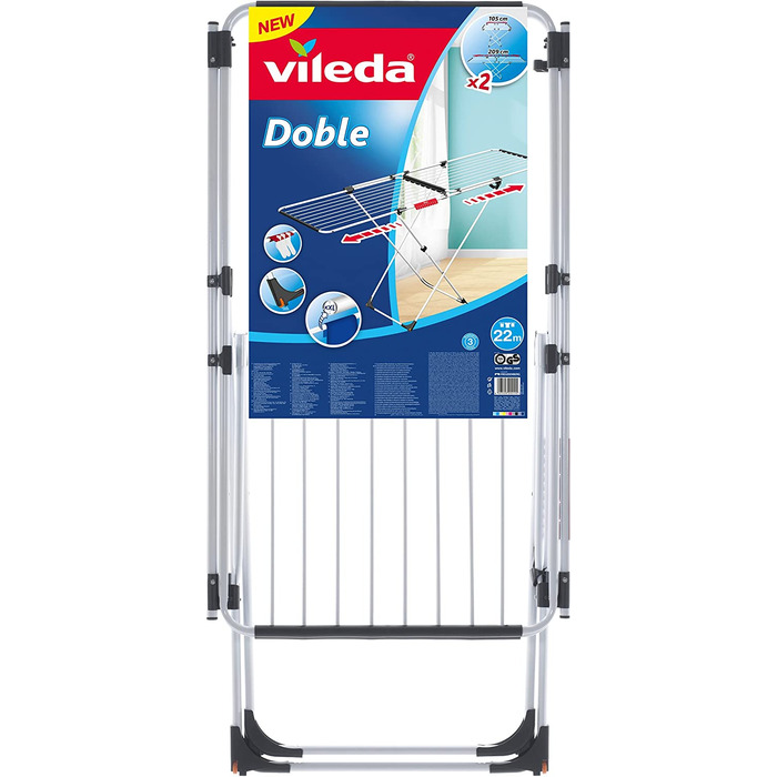 Розсувна сушарка для білизни Vileda Doble, 22 м, біла