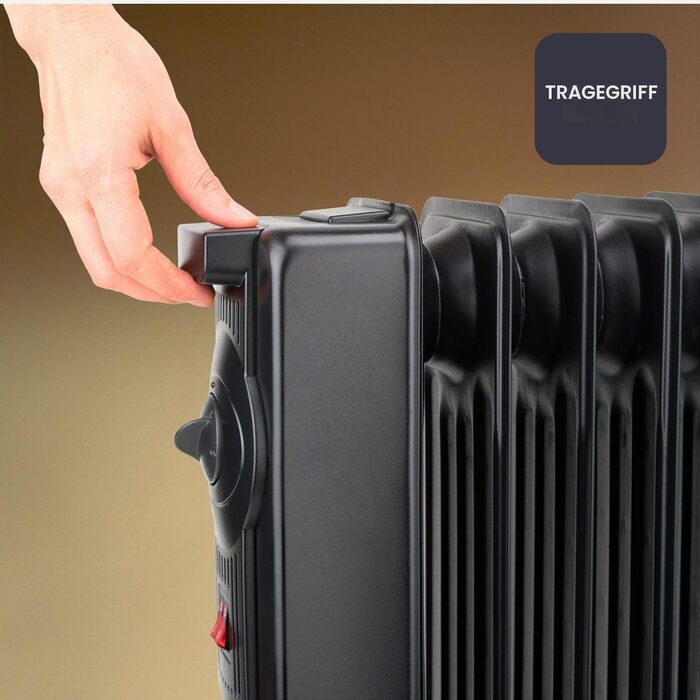Масляний радіатор BLACK+DECKER BXRA1500E, 1500 Вт, 6 секцій, 2 рівні потужності, чорний