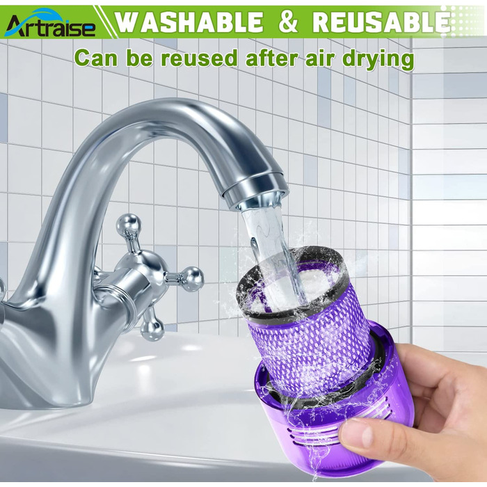 Комплект фільтрів Artraise для пилососів Dyson V11 V15, 3 шт, багаторазові, змінні HEPA-фільтри для Dyson V11 V15 SV14 SV22 Absolute Animal Detect Cyclone Extra Pro Torque Drive, сумісні з DY-970013-02 & 97001302