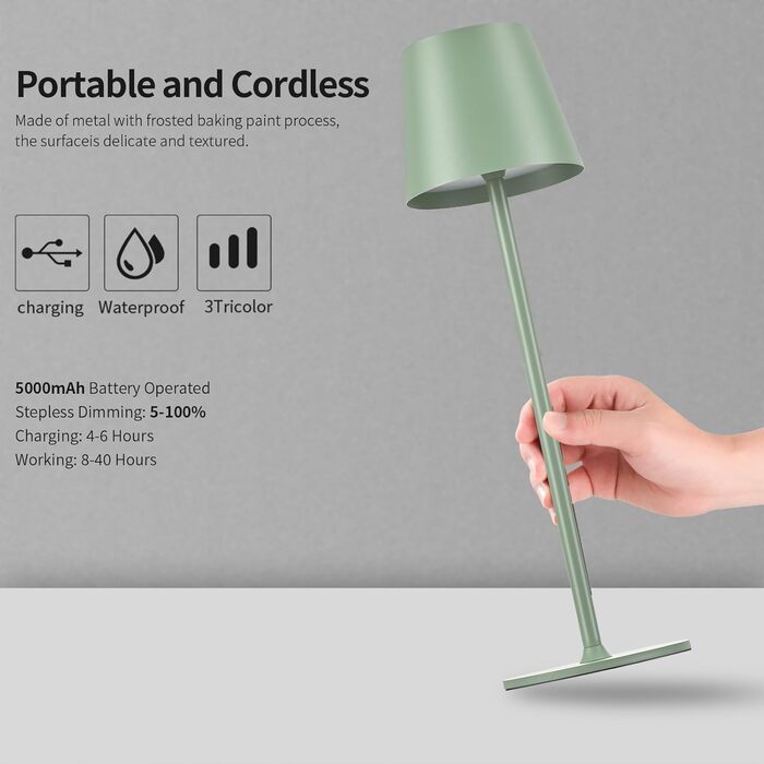 LED-лампа Zoeger 2 шт. на акумуляторі, диммер, USB-C, IP54, для дому та вулиці