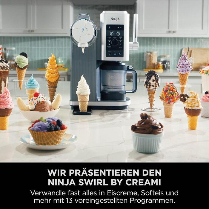 Машина для морозива CREAMi Softeis Ninja Swirl NC701EU: 13 функцій, 2 контейнери для морозива, сорбету, шейків