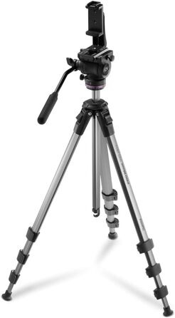 Відеоштатив Hama з флюїдною головкою для камери, смартфона і DSLR, алюмінієвий, легкий, 46–160 см, навантаження до 7 кг, з тримачем для телефону