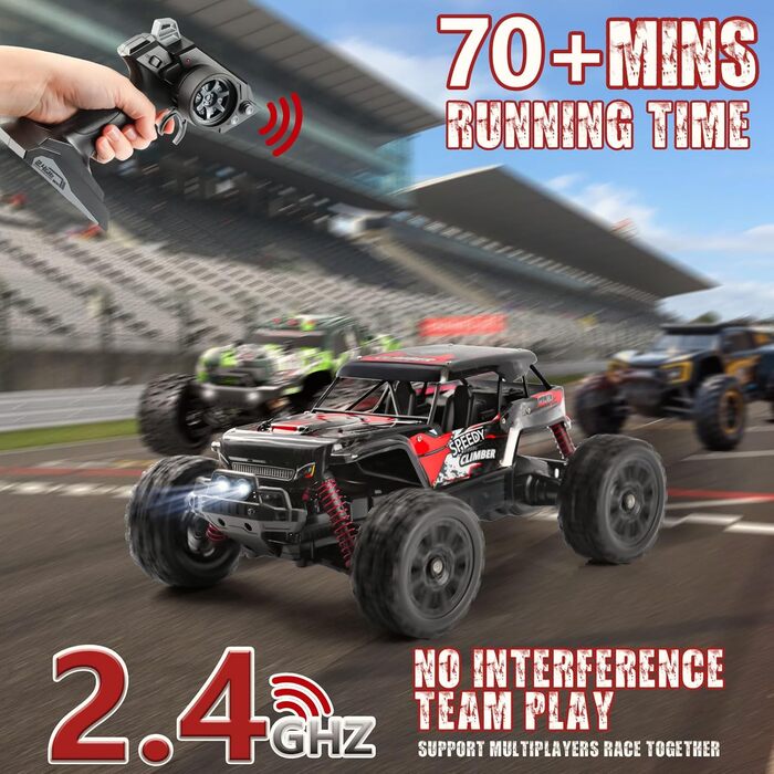 Радіокерований позашляховик Monstertruck 2.4GHz, 25 км/год, червоний - DIY збірка, великий розмір, для дорослих та дітей