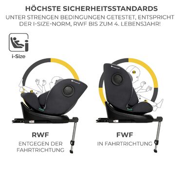 Дитяче автокрісло Kinderkraft I-360, 0-36 кг, I-Size 40-150 см, обертається на 360°, ізофікс, регульована підголівник і спинка, сіре