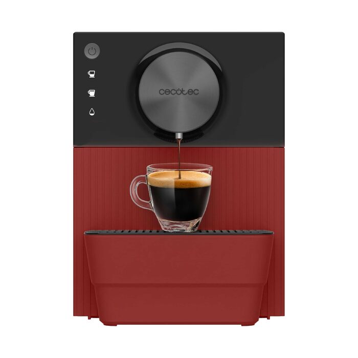 Компактна автоматична кавомашина Cecotec Cremmaet Cube Red, 1350 Вт, 19 бар, з сенсорним керуванням та системою попереднього змочування