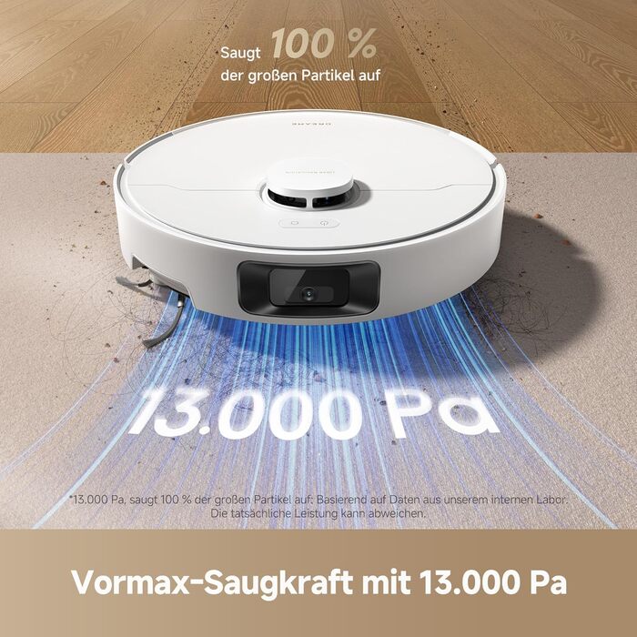 Робот-пилосос Dreame D20 Pro Plus: потужність 13000 Па, DuoBrush для шерсті тварин, очищення кутів, самостійна очистка, уникнення перешкод (LDS-навігація, лазер), суха та волога прибирання, для твердих підлог та килимів, акумулятор 5200 мАг