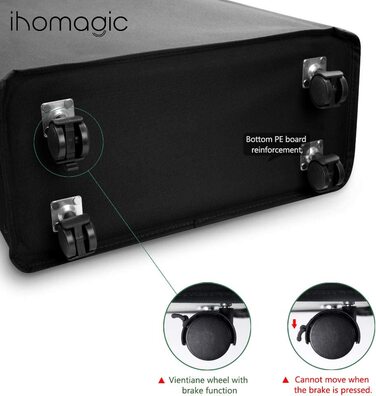 IHOMAGIC кошик для білизни на колесах, вузький складаний кошик 40 л з ручками, прямокутний органайзер для прання з міцної тканини 600D, для ванної та пральні, 39x18,5x58 см, синій