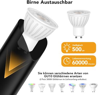 LED прожектор для підсвічування вгору 7W, чорний. Світлодіодний світильник на підставці з лампою GU10 500LM, тепле світло 3000K, з ножним вимикачем