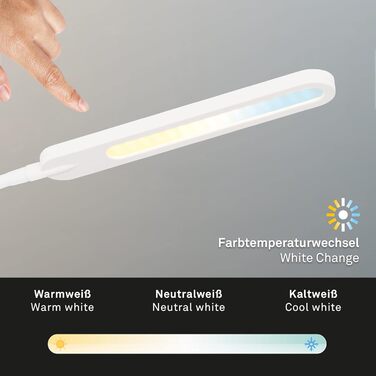 Настільна LED лампа BRILONER з дотиком, димуванням, регулюванням кольору, 6,5 Вт, 600 Лм, біла, для офісу