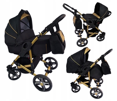 Дитячий візок X-Trall Pram 3в1, чорно-золотий