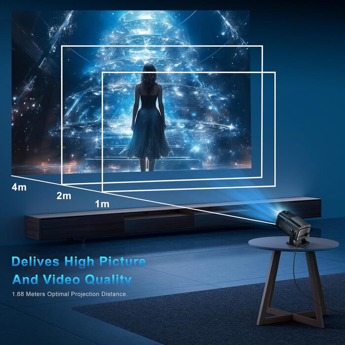 Портативний проєктор Mini Beamer 4K з підтримкою WiFi 6 та Bluetooth 5.4. Підходить для Android 11, HDMI, TV Stick, Laptop. Автоматична корекція траєкторії, обертання 360° (HY320)