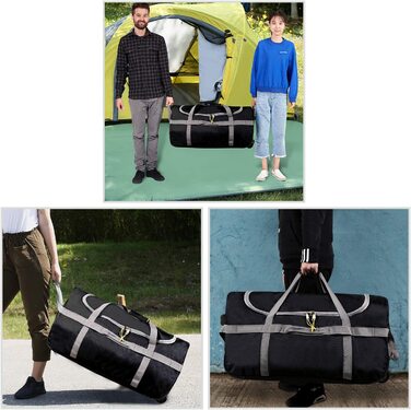 Складна дорожня сумка-тролей campMax 120 л з колесами, велика спортивна сумка для подорожей і кемпінгу, чорна