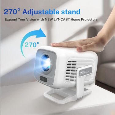 Проектор LYNCAST HY300 Pro: портативний, з Wi-Fi, Bluetooth, Android 11, 1080P/4K, поворотний 180°, для дому та на вулиці