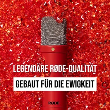 Конденсаторний мікрофон RØDE NT1 Signature Series з великою діафрагмою, антивібраційним кріпленням, поп-фільтром та XLR-кабелем для музики, вокалу, стрімінгу та подкастингу (червоний)