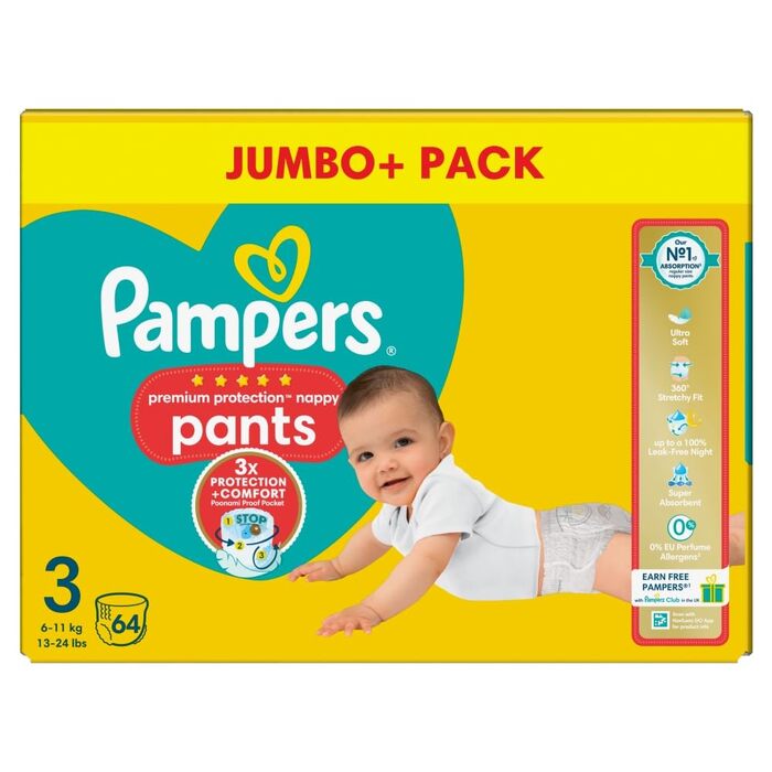 Підгузки-трусики Pampers Premium Protection Pants, розмір 3 (6-11 кг), Mega Pack, 64 шт.