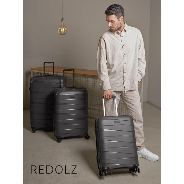 REDOLZ валіза для подорожей, середня, 67 см, жорсткий корпус з поліпропілену, 4 подвійні колеса, замок TSA