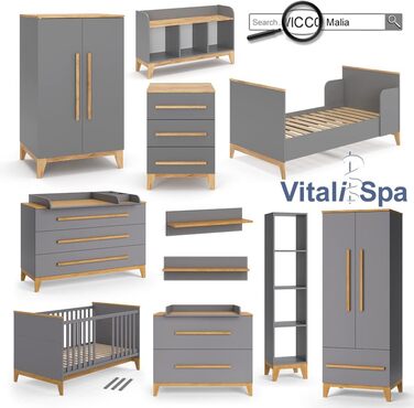 Комод VitaliSpa Malia, сірий/дуб, 60x88 см