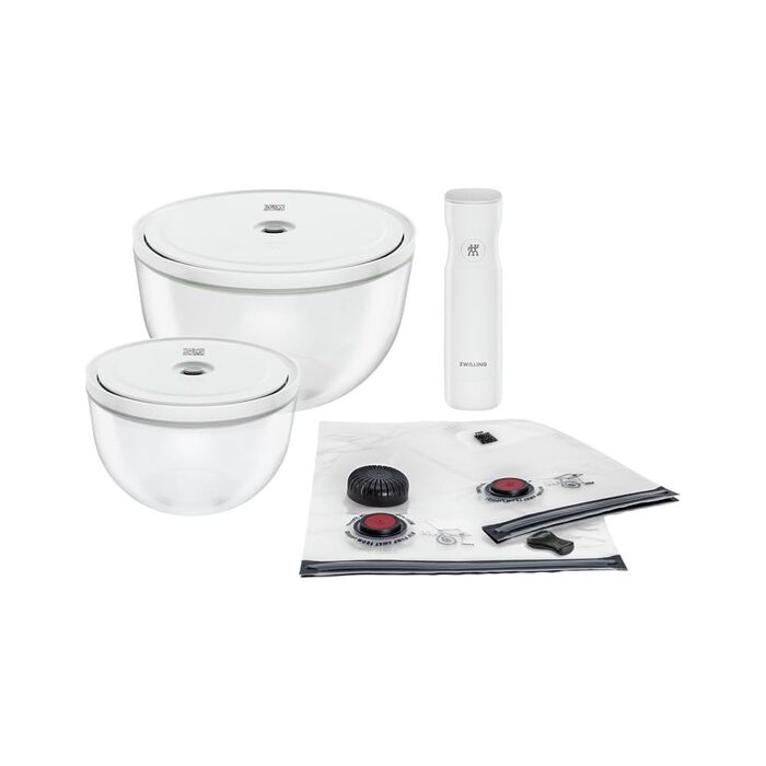 Набір вакуумних контейнерів для зберігання їжі ZWILLING Fresh & Save, 6 предметів, скло, сірий (S-12см, M-18см, L-24см)