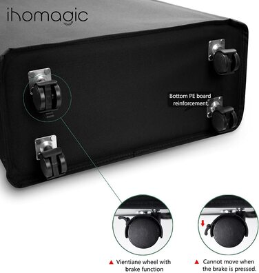 IHOMAGIC Кошик для білизни 62 л з колесами, знімний мішок, складаний, з ручками, чорний – для брудної білизни, зберігання речей