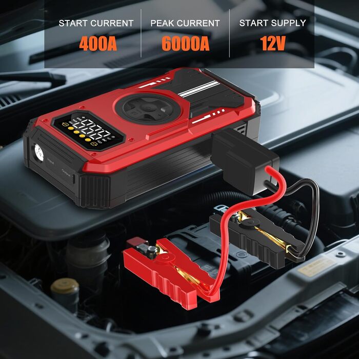 Powerbank для авто Starthilfe 6000A: пусковий пристрій, компресор, LED, LCD, 12V