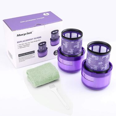 Фільтр morpilot для Dyson V11/V15/SV14/SV22, 2 шт., змінний, для пилососа Absolute/Animal/Extra/Pro/Detect/Torque Drive, миючий, з ручником і щіткою, заміна 970013-02