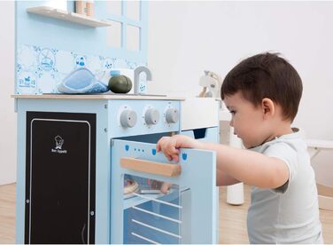 Дитяча дерев'яна кухня New Classic Toys Bon Appétit у стилі Делфтського фарфору, синя, рольова гра