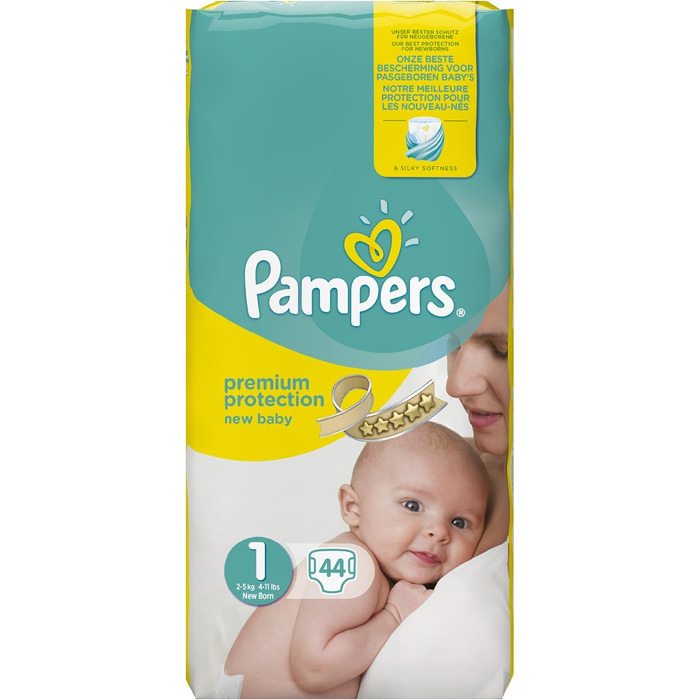 Підгузки Pampers New Baby Newborn розмір 1 (2-5 кг), упаковка з 4 пачок по 23 шт, всього 92 шт