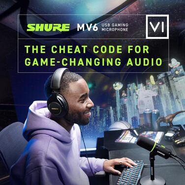 Мікрофон Shure MV6 USB-C для геймерів і стрімерів, динамічний, цифровий, для ПК, стрімінгу та ігор
