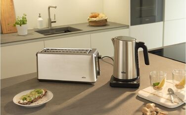 Тостер Braun PurShine HT 1610 BK, 2 слоти, 8 режимів підсмажування, розморожування, підігрів, решітка для булочок, чорний