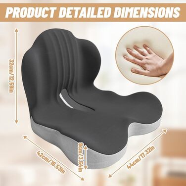 Ортопедична подушка на сидіння зі спинкою з ефектом пам'яті (Memory Foam) для попереку та копчика, під supports для офісного крісла та авто