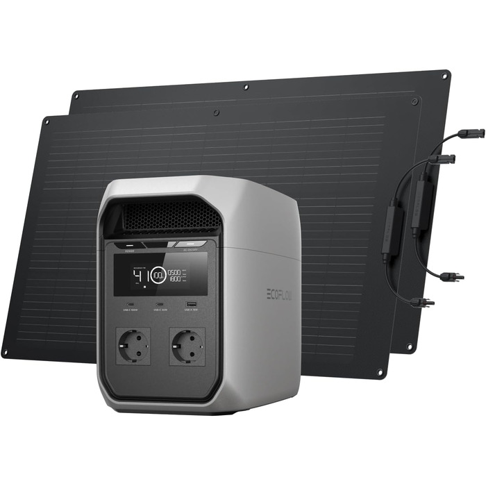 Портативна електростанція EcoFlow DELTA 3 Classic 1024 Вт·год (комплект з 2×100 Вт сонячними панелями)