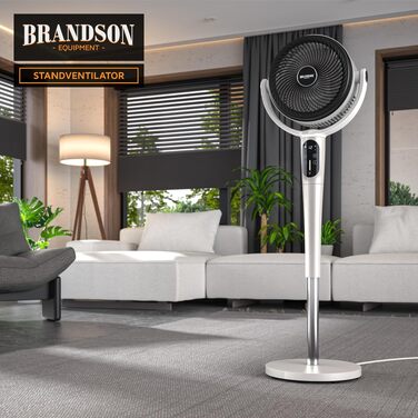 Вентилятор підлоговий Brandson 3D з ЕКО DC мотором, 24 швидкості, пульт, білий – енергозбереження 60%