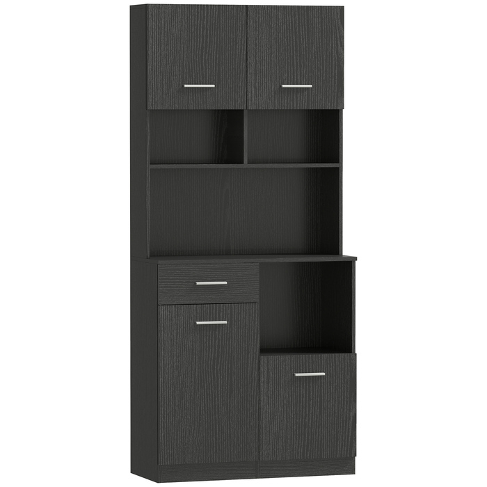 Буфет-шафа з ящиком, з доводчиками на дверцятах, 80 x 35 x 180 см, чорний
