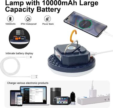 Кемпінговий LED ліхтар 5600mAh, магніт, димірування, 1500 лм, 15Вт, для туризму, риболовлі, дому, аварійного живлення
