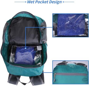 Складаний рюкзак WATERFLY 30 л для туризму та подорожей, ультралегкий, з вологозахисним відділенням, для чоловіків і жінок, зелений